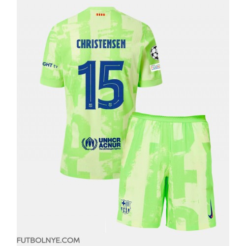 Camiseta Barcelona Andreas Christensen #15 Tercera Equipación para niños 2024-25 manga corta (+ pantalones cortos)